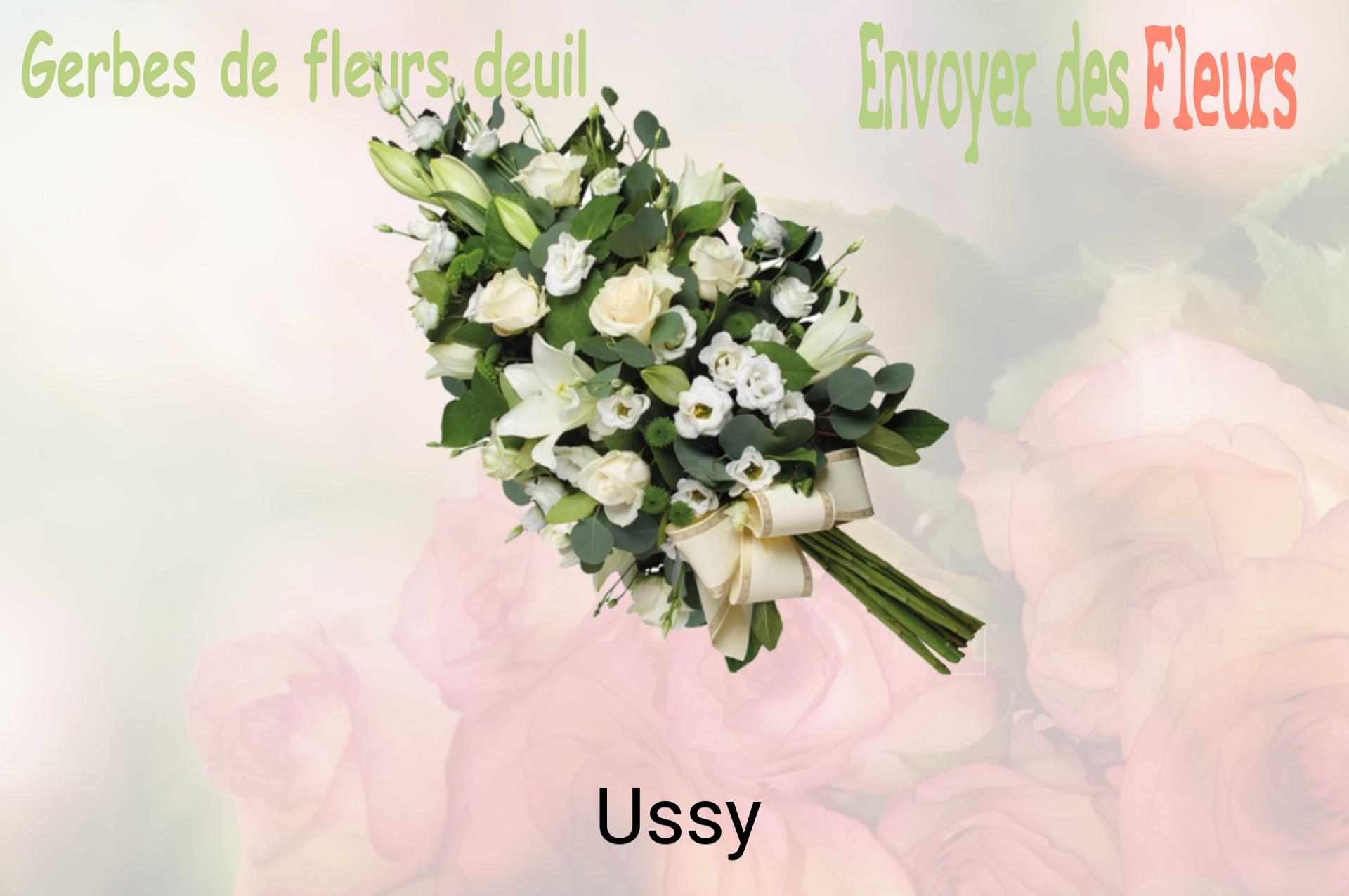 Gerbe de fleurs de deuil livrée à Ussy